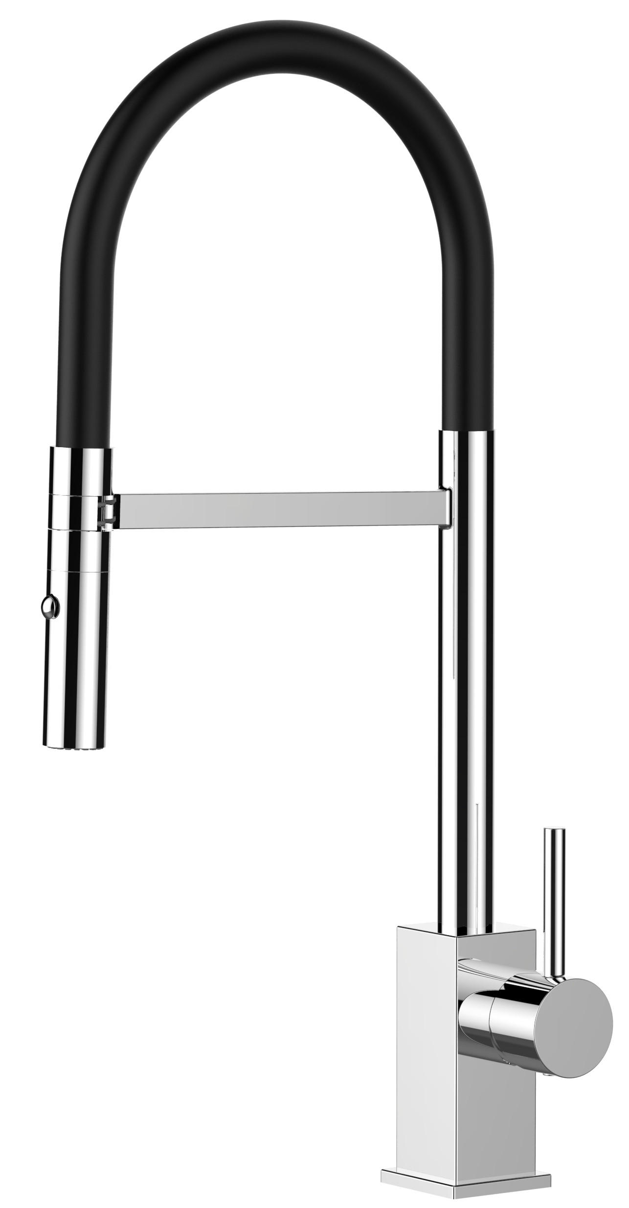 KÜCHENARMATUR, Verchromt und Schwarz, 2-Strahl-Brause - Schwarz, Metall (23/52.2/23cm) - VIZIO