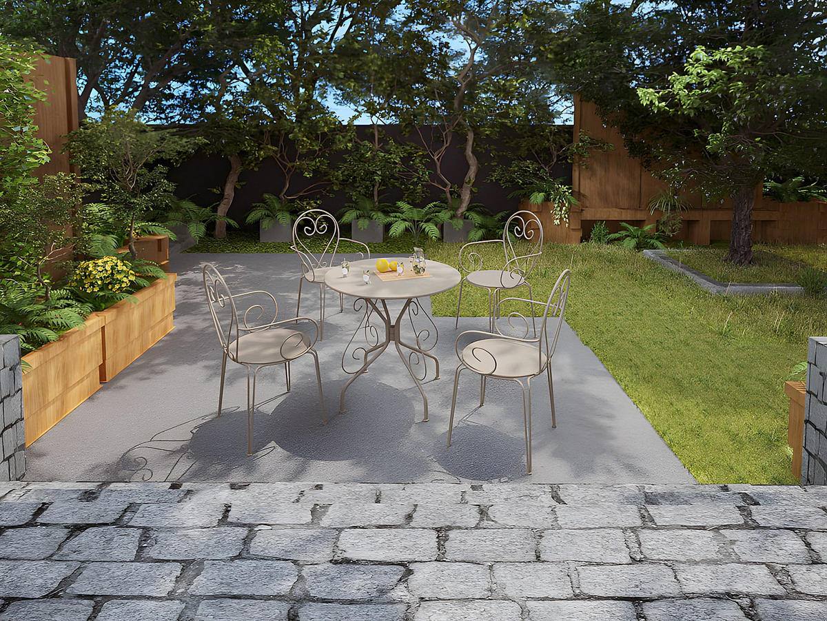 GARTENTISCH - 4 -Sitzer - Metall - beige - GUERMANTES - Beige, Metall (80/80/71cm) - Vente-Unique