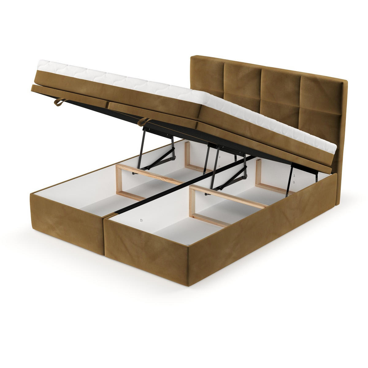 BOXBETT Tessa 180/200 cm Honiggelb im Kronos Stoff - Schwarz/Honig, Holz/Holzwerkstoff (180/200cm) - AltaBeds