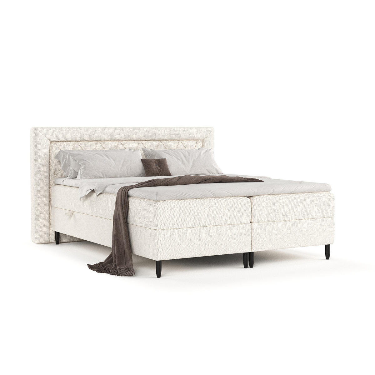 BOXBETT Avani Creme 160/200 cm - Creme/Schwarz, Holz/Holzwerkstoff (160/200cm) - Maison de Reve