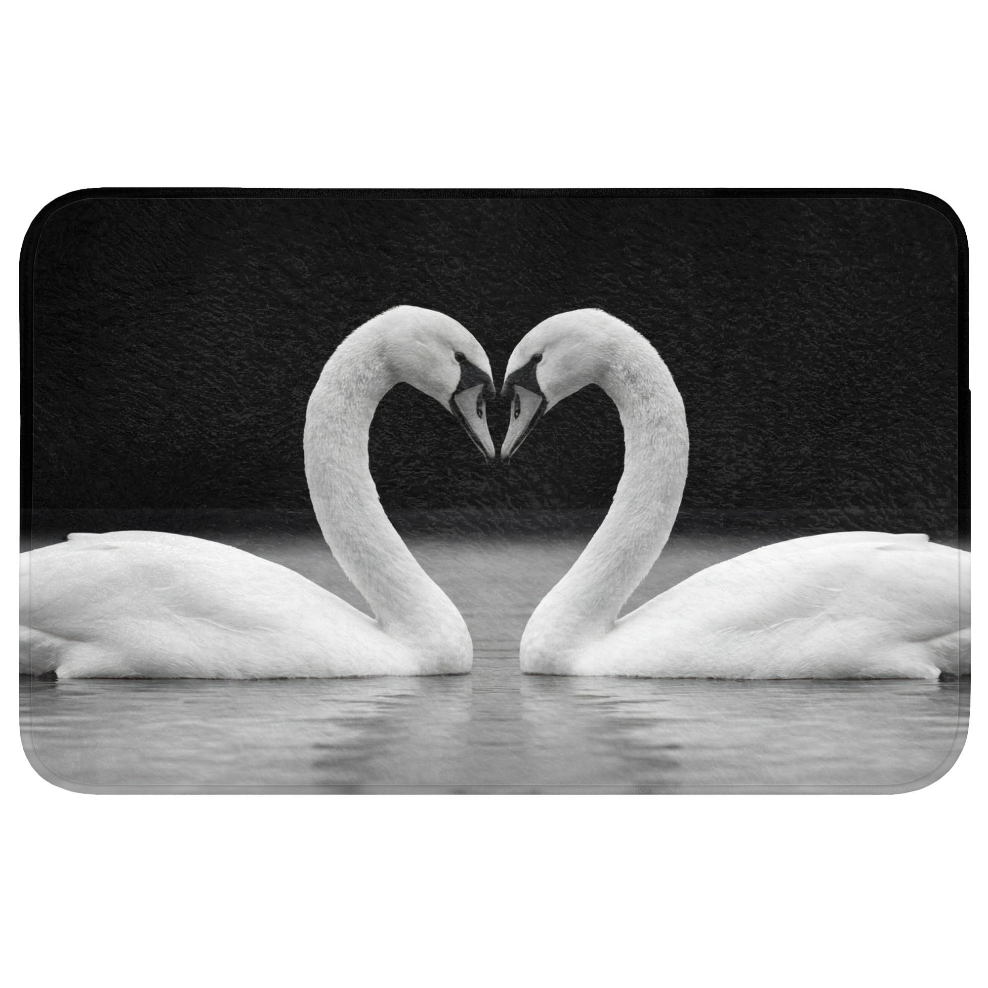 TEPIH ZA KUPAONICU Labudovi 80x50 cm - crna, tekstil/plastika (80/50cm) - OnlyWow