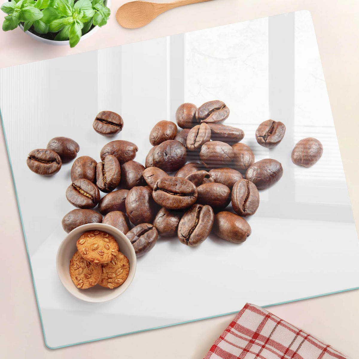 GLASPLATTE 60x52 cm Kaffeebohnen - Braun, Glas (60/0.4/52cm) - TULUP