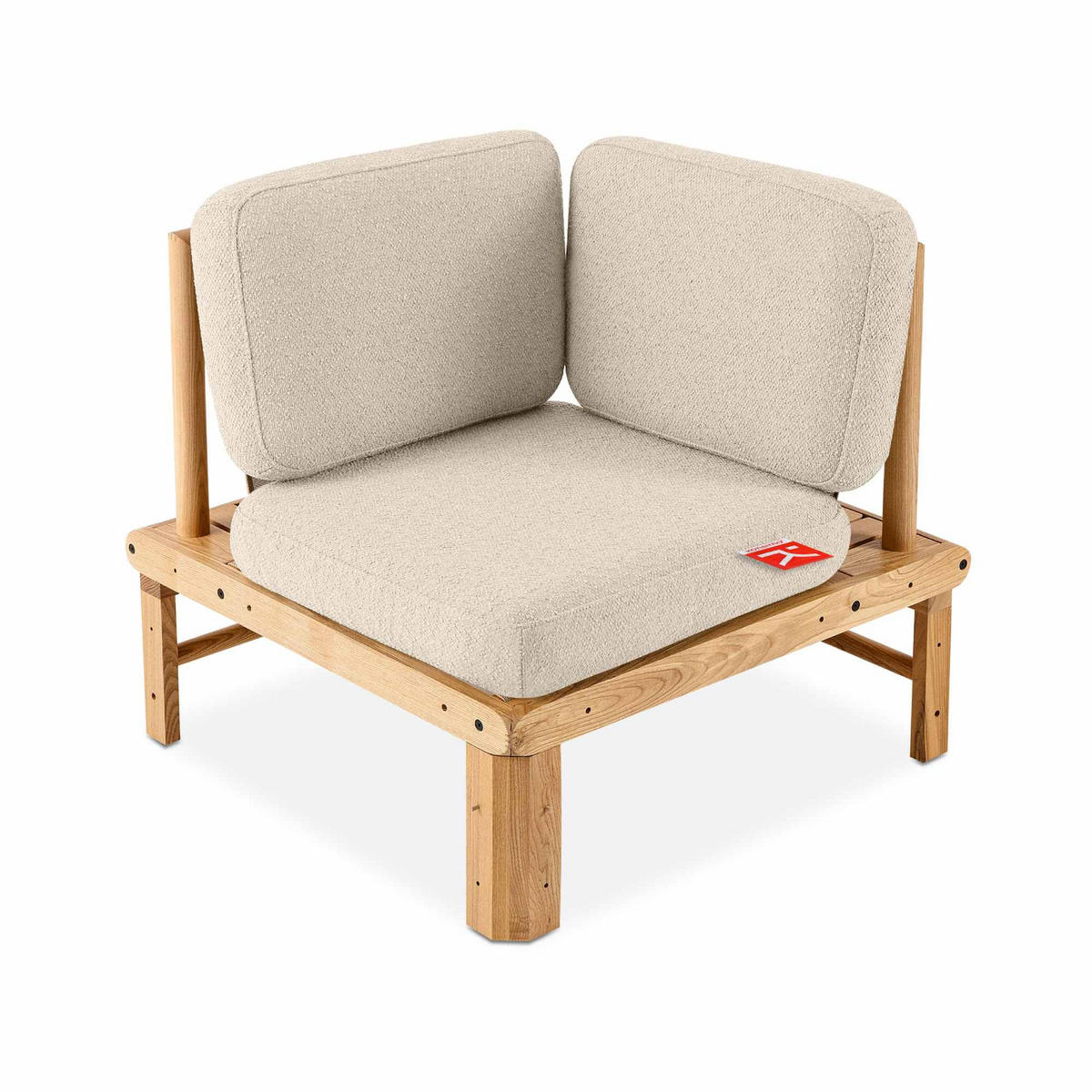 LOUNGESOFA ATREDA links - Creme, Holz/Textil (245/74/150cm) - KONSIMO®