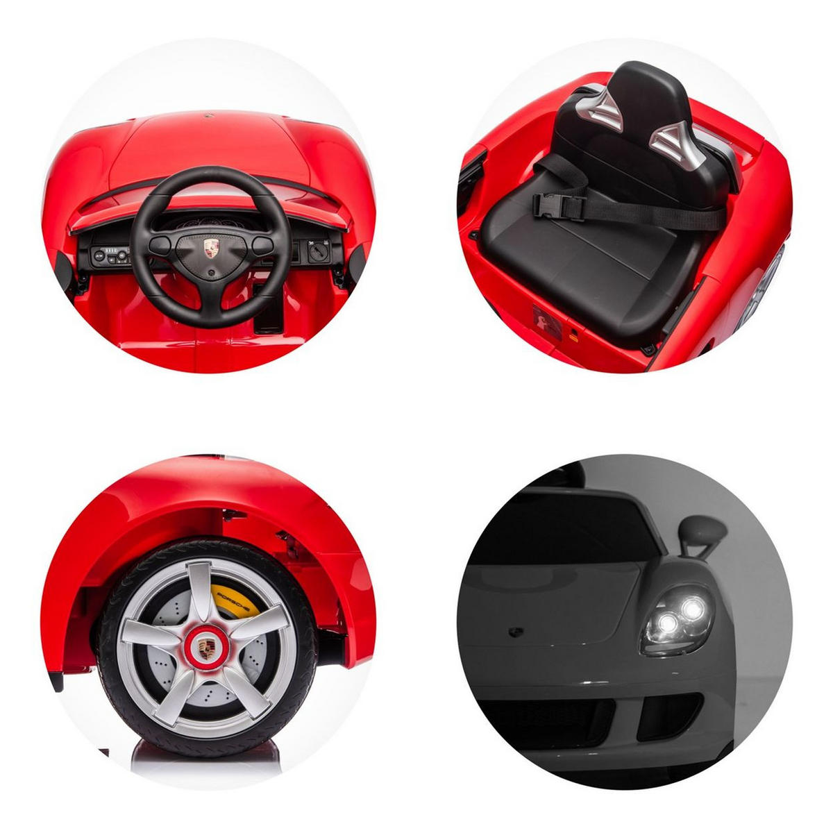 KINDER ELEKTROAUTO Porsche Carrera GT rot Fernbedienung, Bluetooth, 2 Motoren, EVA-Reifen, Ledersitz, lizenziert - Rot, Kunststoff (109/59/45cm) - Chipolino