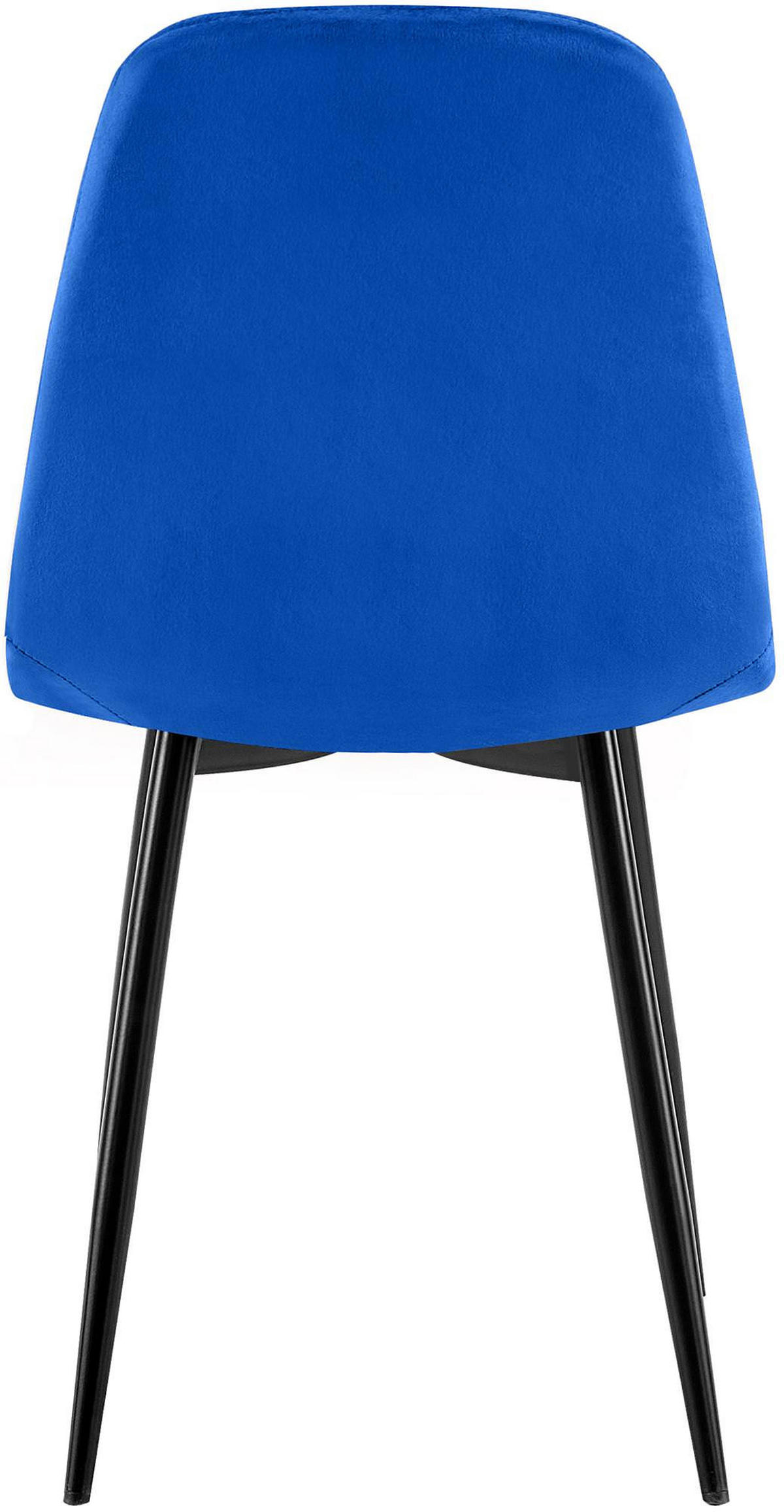 STUHL 4er Set Samt Blau - Blau/Schwarz, Textil/Metall (45/88/54cm) - CLP