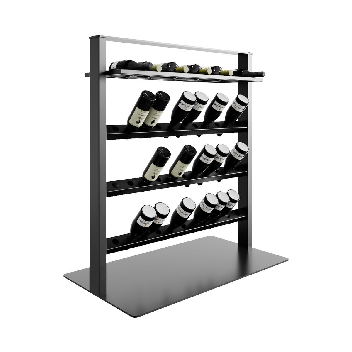 WEINREGAL Piemont Metall,Schwarz, Für 45 Weinflaschen 110/100/60cm - Schwarz, Metall (60/110/100cm) - Metalo Pro