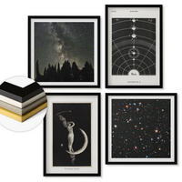 WANDBILDER 4er-Set - 50x50 cm & 40x60 cm Schwarzer Rahmen - Galaxie im Sonnensystem - Schwarz, Kunststoff (50/50cm) - ArtPrintCave