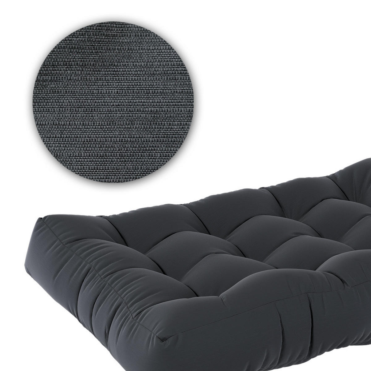 SET JASTUKA ZA PALETE Flocken Grafitna 120 x 80 cm 2 dijela - boje grafita, tekstil (120/80/15cm) - Vicco