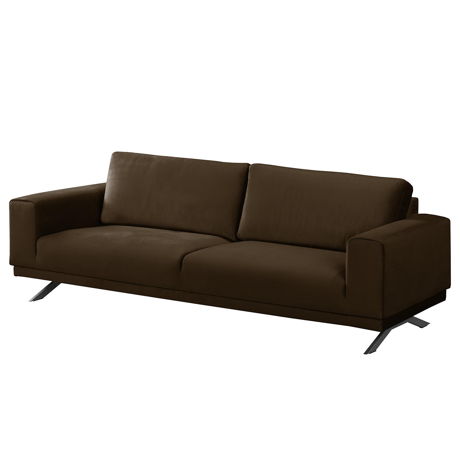 3-SITZER SOFA - Samt - Braun, Textil (236/81/89cm) - home24