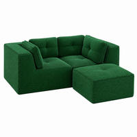 ECKSOFA modularer Zweisitzer Cord Green 2-teilig - Grün, Kunststoff (177/208cm) - Meubliv