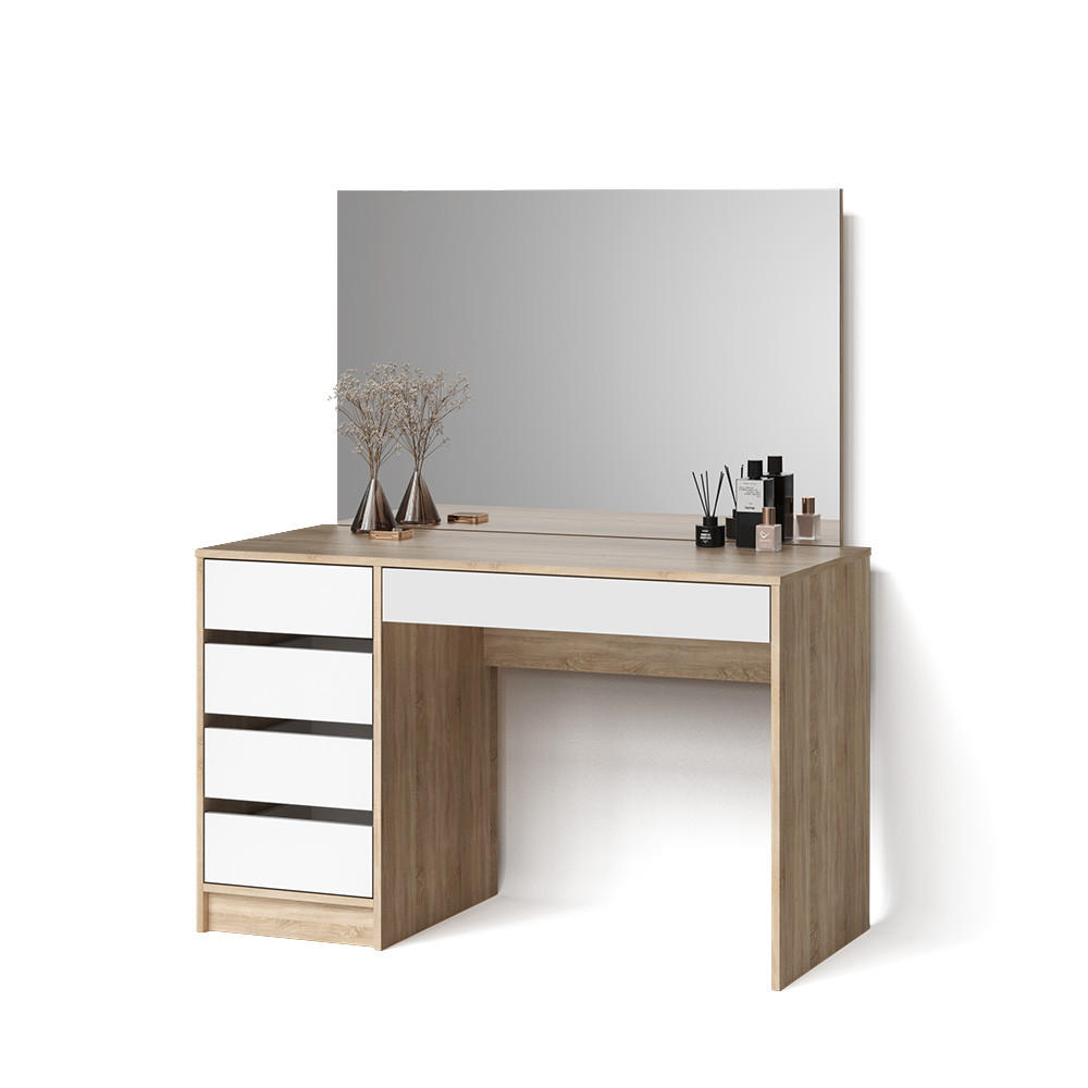SCHMINKTISCH Imola Weiß/Sonoma 120 cm - Weiß/Sonoma Eiche, Holzwerkstoff (120/75/55cm) - Livinity®