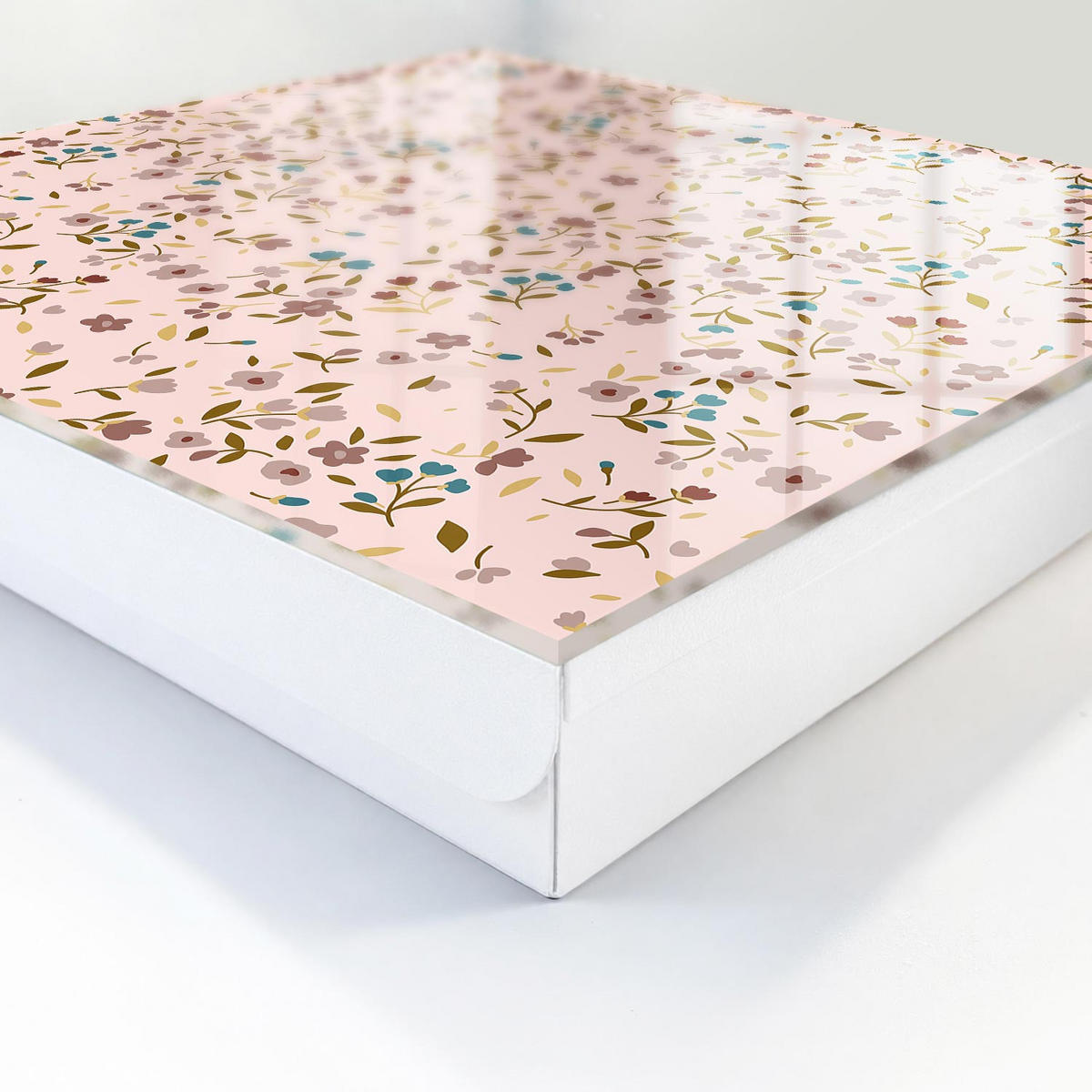 SCHLÜSSELBOX Weiß 30x30 cm – Türöffnung nach rechts - Blumenmuster - Pink, Metall (30/30/5cm) - TULUP