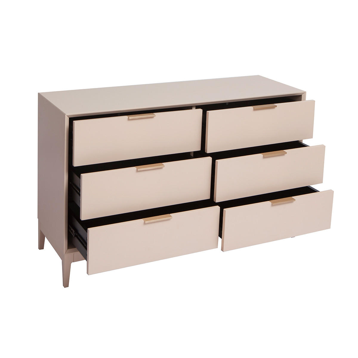 KOMMODE Puderrosa Goldfarbenes Metall 6 Schubladen L120 cm GIANA - Pink, Holz (40/75/120cm) - Miliboo