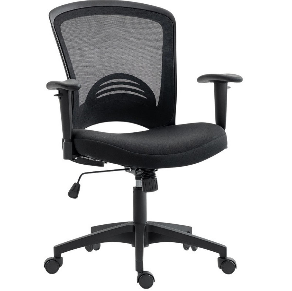 DREHSTUHL 65/59/92,5-102,5 cm, atmungsaktiver Netzrücken, höhenverstellbar und drehbar, Schwarz - Schwarz, Kunststoff (59/102.5/65cm) - Redom