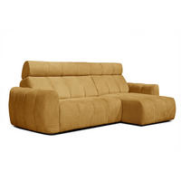 ECKSOFA KIMI 3-Sitzer, ausziehbarer Sitz, verstellbare Kopfstützen, senfgelb - Gelb/Schwarz, Holzwerkstoff/Textil (270/160cm) - Courtois Laville