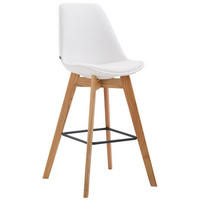 BARHOCKER Metz Massivholz 112x48x56 cm weiß - Weiß, Leder (48/112/56cm) - furnicato