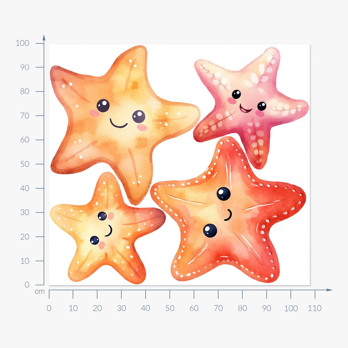 WANDAUFKLEBER 100x108cm - Lächelnder Seestern - Multicolor, Kunststoff (100/108/0.1cm) - Wallfluent
