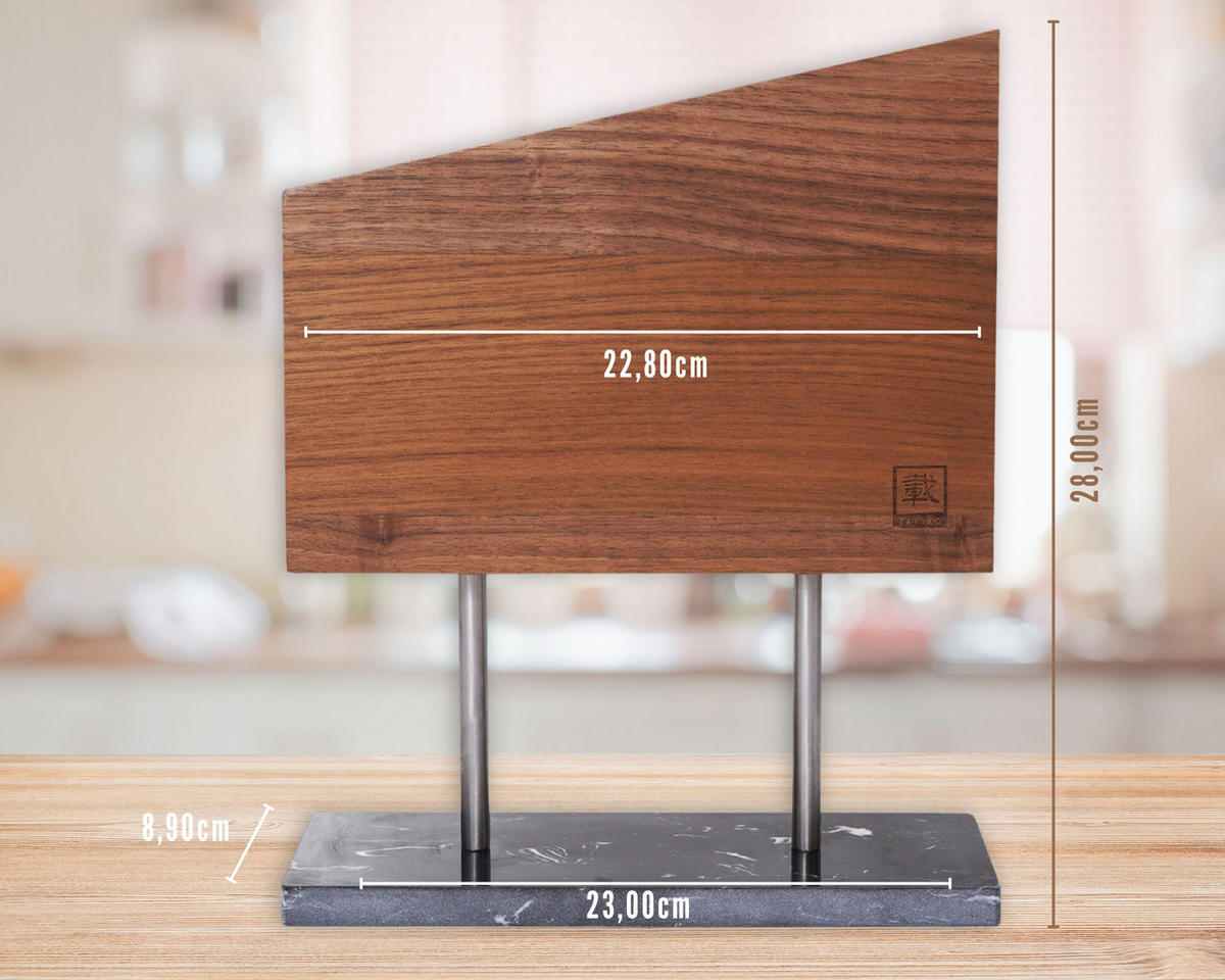 MAGNET-MESSERBLOCK - Nussbaumfarben, Holz (28/8.9/23cm) - Zayiko