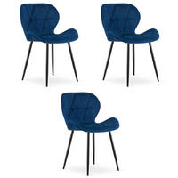 STUHL Samt Dunkelblau 46x53 cm MANGO 3 Stück - Dunkelblau, Kunststoff (46/52/53cm)