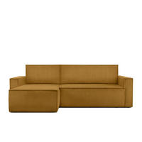 ECKSOFA-LINKS/RECHTS NAPI Schlaffunktion mit Cordbezug, Gelb - Gelb/Schwarz, Textil (246/148cm) - KONSIMO®