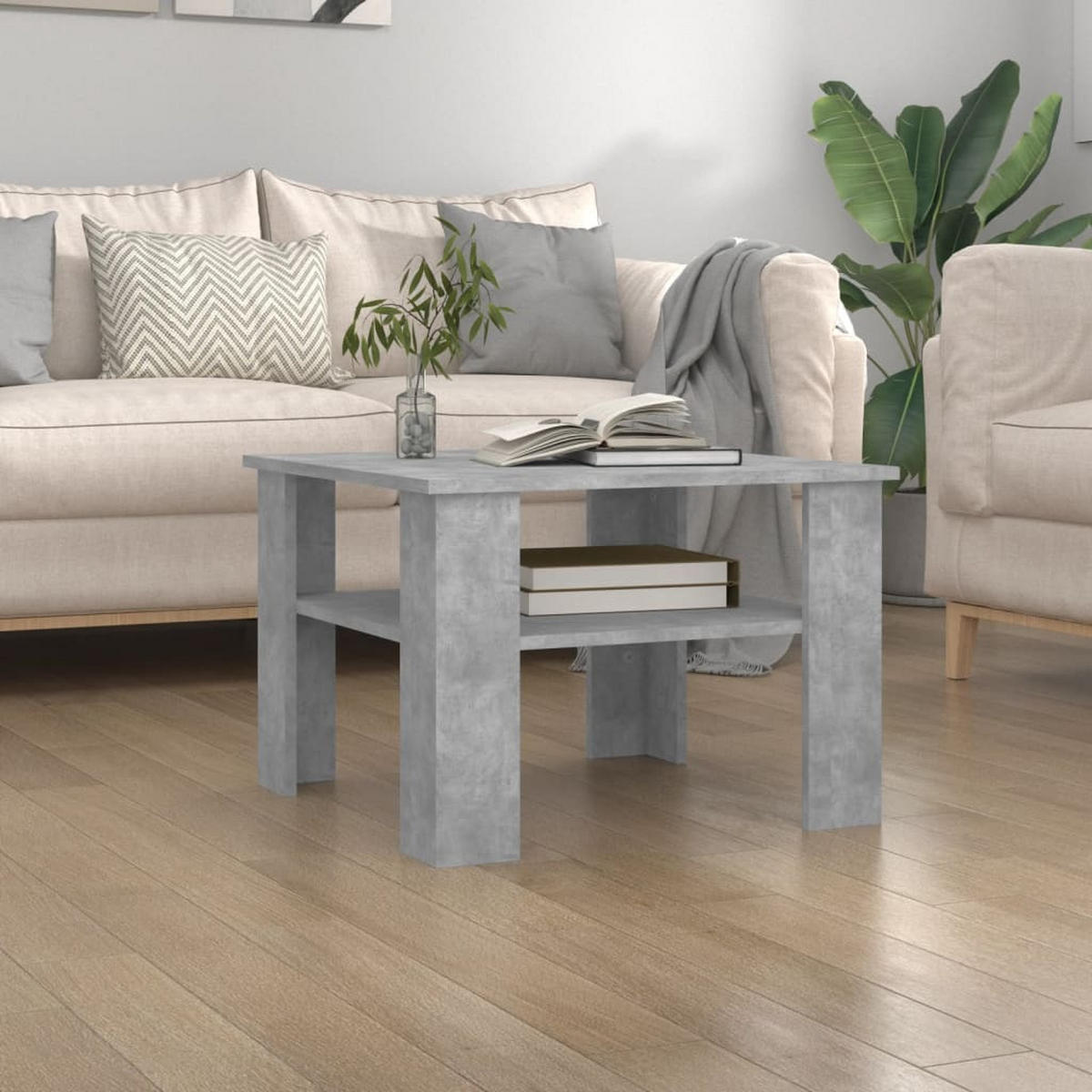 COUCHTISCH Betongrau 60x60x42 cm Holzwerkstoff - Hellgrau, Holzwerkstoff (60/60/42cm) - furnicato