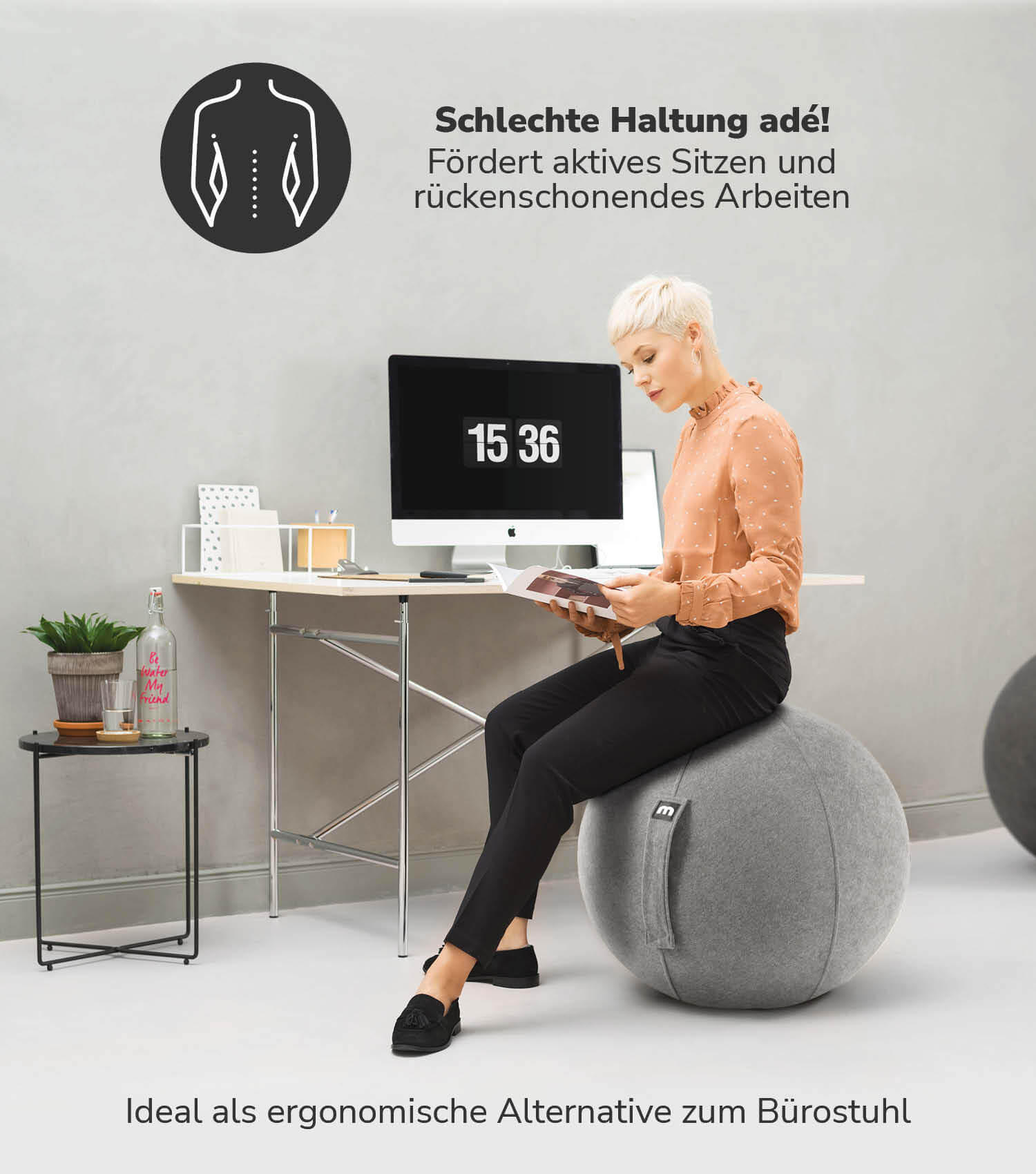 SITZBALL Der Sportliche - Grau, Textil (65/65/65cm) - Mokebo