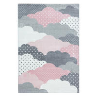 TEPPICH Kinder Kurzflor Wolken Polypropylen Kinderzimmer Pink Läufer 80x150 - Rosa, Textil (80/150cm) - KADIMA DESIGN