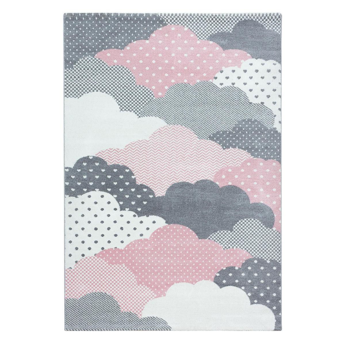 TEPPICH Kinder Kurzflor Wolken Polypropylen Kinderzimmer Pink Läufer 80x150 - Rosa, Textil (80/150cm) - KADIMA DESIGN