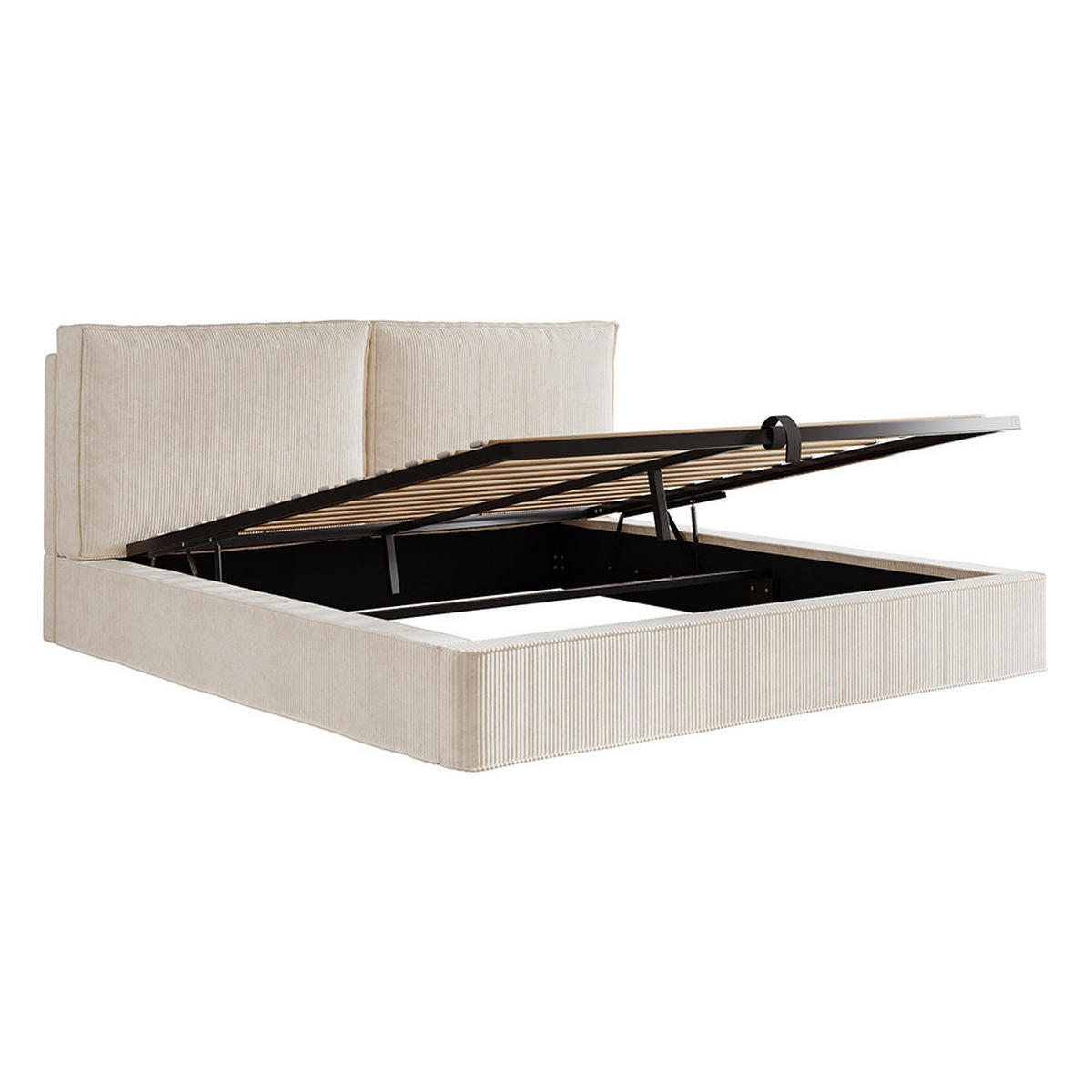 POLSTERBETT 180 x 200 cm, Bett mit Lattenrost, beige, Cord (gerippter Stoff) - Beige, Holz/Textil (180/200cm) - KOMHTOM