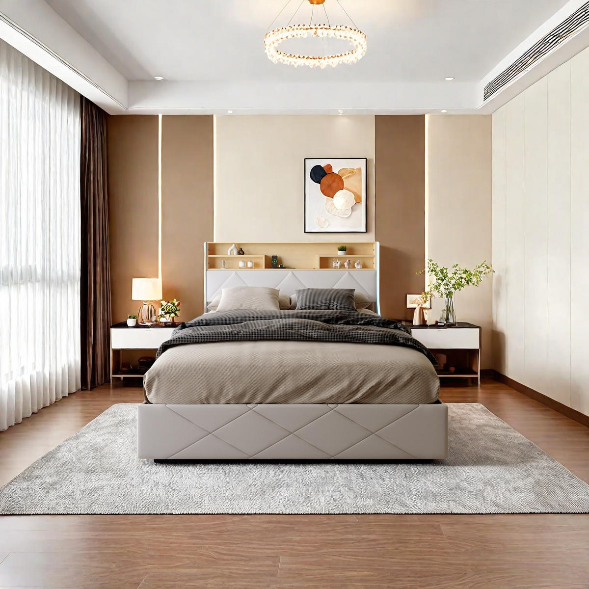 POLSTERBETT 160x200 cm Weiß PU Leder LED USB Bettkasten - Weiß, Holz (160/200cm) - SHOPENTRA
