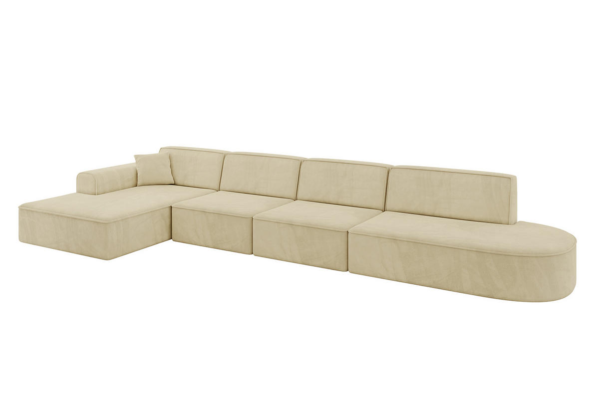 ECKSOFA Ottomane Links IREA-L3-v3 - 412x165x77 cm Beige - Taupe, Holzwerkstoff/Textil (412/165cm) - ALTDECOR