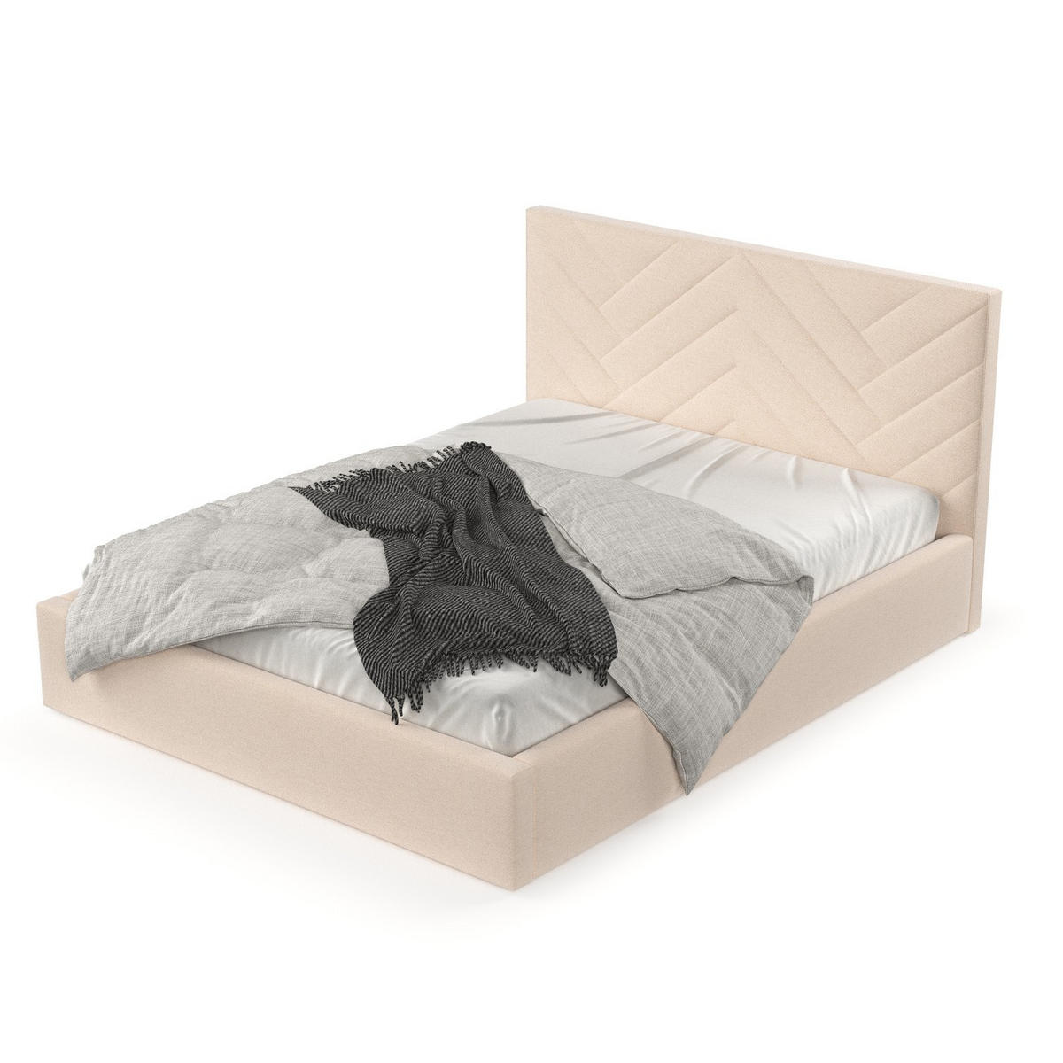 POLSTERBETT Arco 160/200 cm Creme im Asti Stoff - Creme/Schwarz, Holz/Holzwerkstoff (160/200cm) - AltaBeds