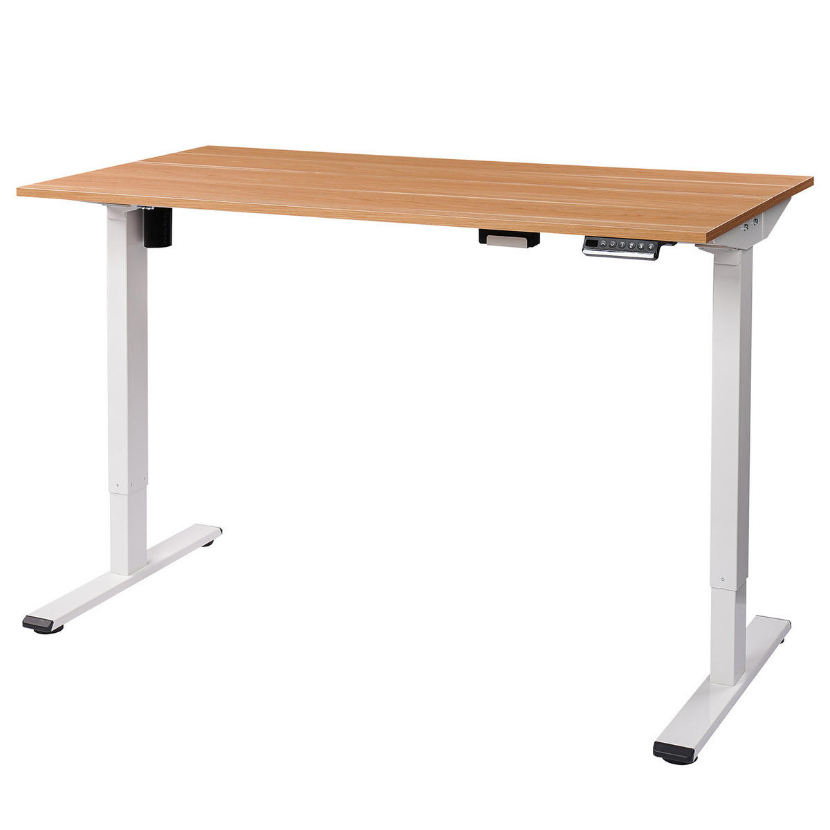 SCHREIBTISCH - Höhenverstellbar - Eiche Dekor / Weiß - Braun/Weiß, Holzwerkstoff/Metall (40/140/73cm) - home24