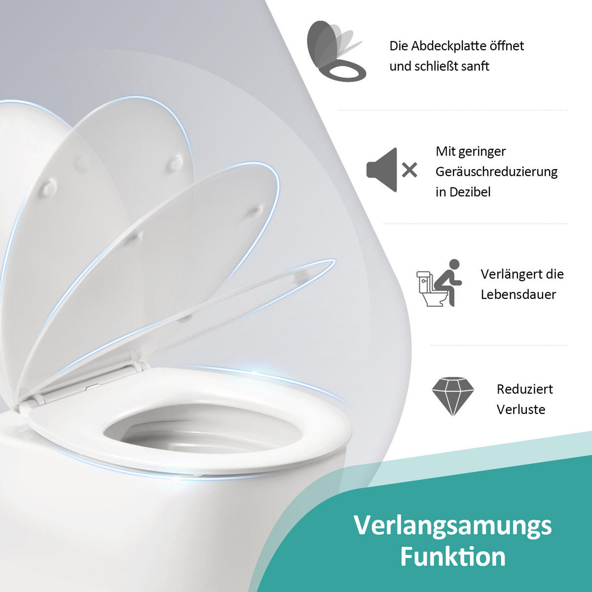 WC-SITZ Weiß 150KG - Weiß, Kunststoff (37.2/5.1/44.2cm) - EMKE