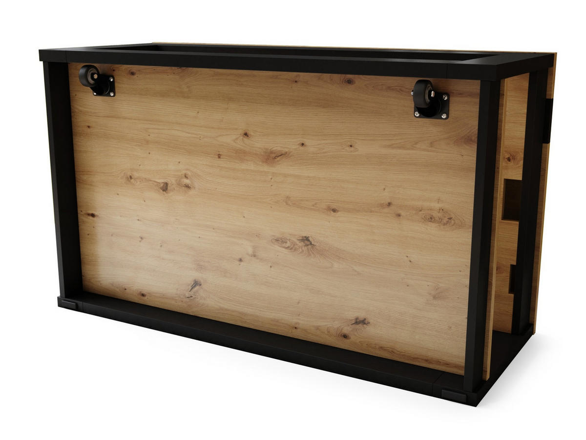 COUCHTISCH rechteckig Eiche Artisan Schwarz matt aufklappbar - Schwarz/Eiche Artisan, Holzwerkstoff (66/112/45cm) - designimpex