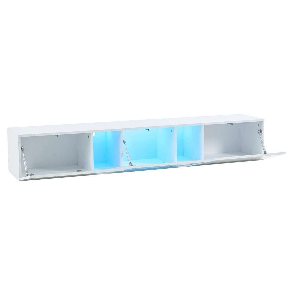 NÍZKÁ komoda, 180/35/30 cm, dřevotříska bílá, závěsný s LED osvětlením - bílá, kompozitní dřevo (180/30/35cm) - BEAOK
