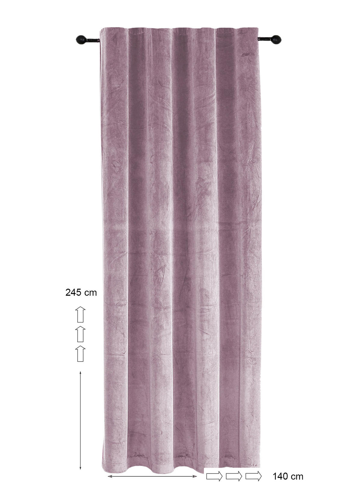 VORHANG Kräuselband Samt 140/245 cm Altrosa - Altrosa, Textil (140/245/245cm) - TiborTex