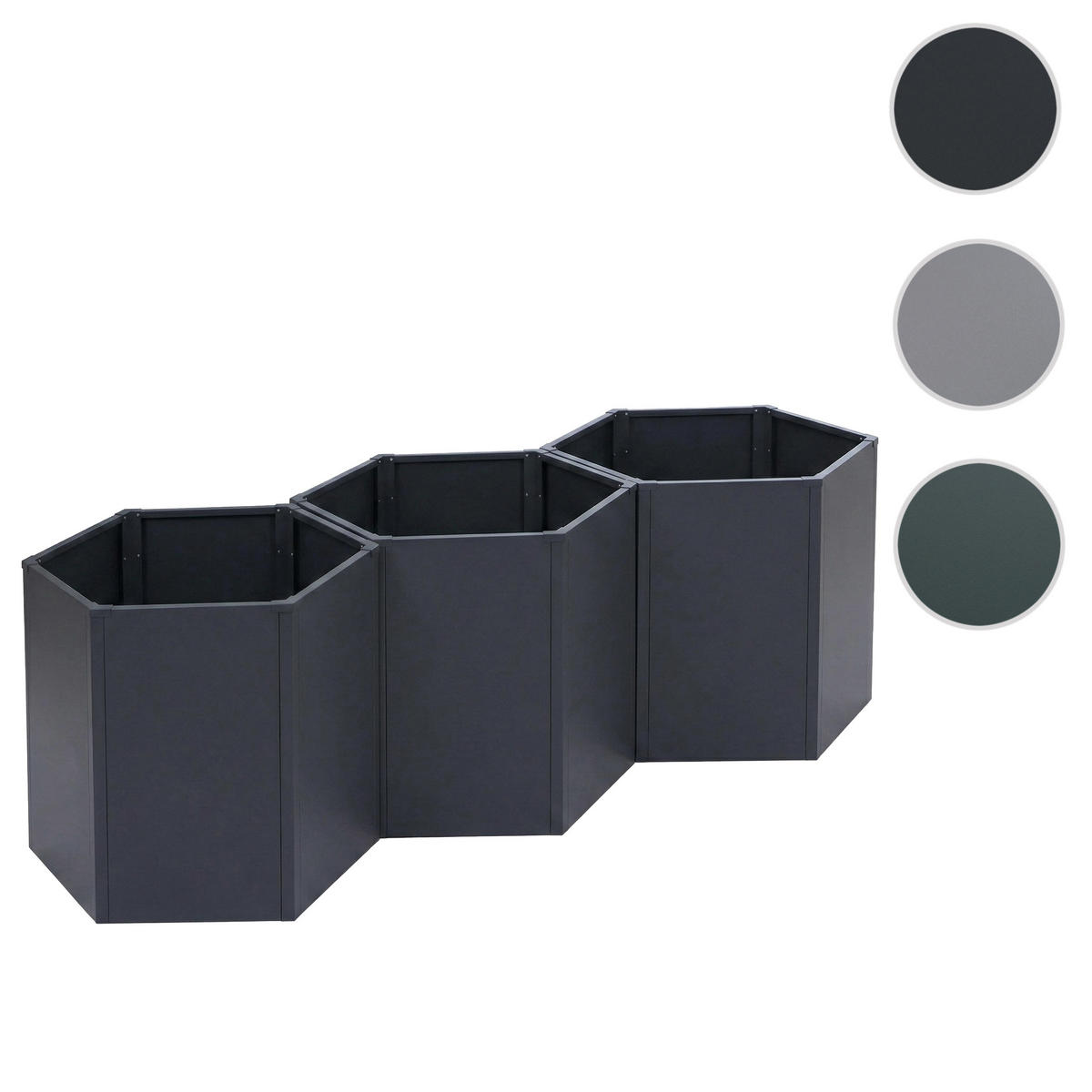 SADA 3 VYSOKÝCH ZÁHONŮ Antracitová sada 3 kusů - antracitová, kov (264/77/100cm) - MCW