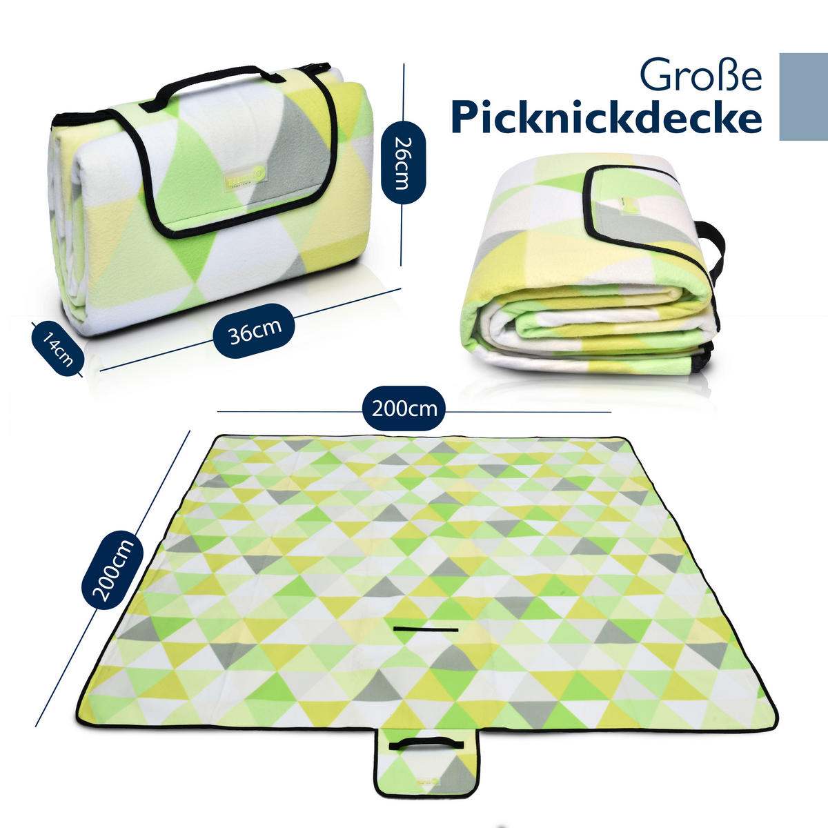 PICKNICKDECKE Bella DE 200x200cm Hellgrün-Kariert - Hellgrün, Kunststoff/Textil (200/200cm) - Beautissu 