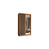KLEIDERSCHRANK mit Spiegel-Schiebetüren und Aluminium-Leisten - LAMELO - 120 cm Artisan+Artisan+Schwarz - Schwarz/Eiche Artisan, Holzwerkstoff (120/216/61cm) - ALTDECOR