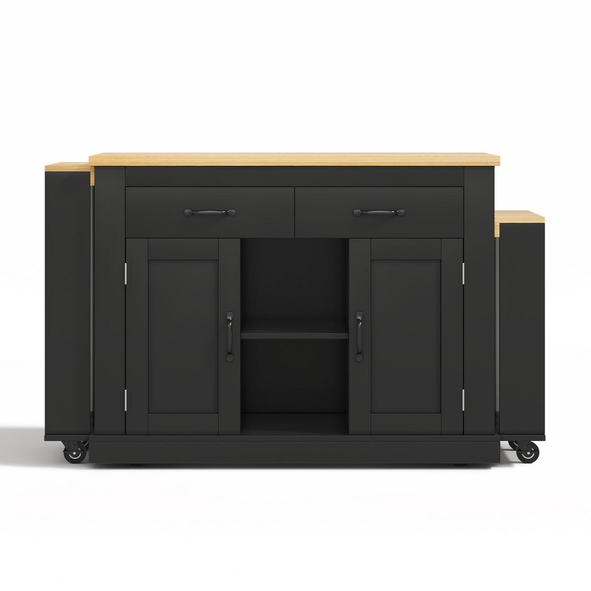 KÜCHENINSEL 142/55/93 cm schwarz aus MDF mit Ausziehplatten - Schwarz, Holzwerkstoff (142/93/55cm) - OKWISH