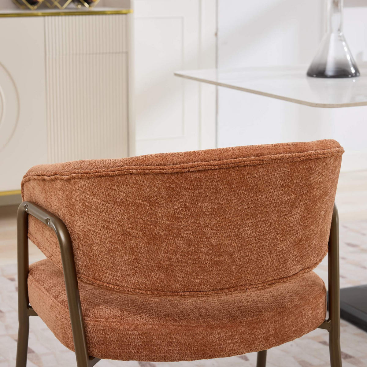 JÍDELNÍ ŽIDLE žinylka oranžová s ergonomickými područkami a kovovými nohami - pomerančová, textil (57/79.5/54.5cm) - Urban Meuble