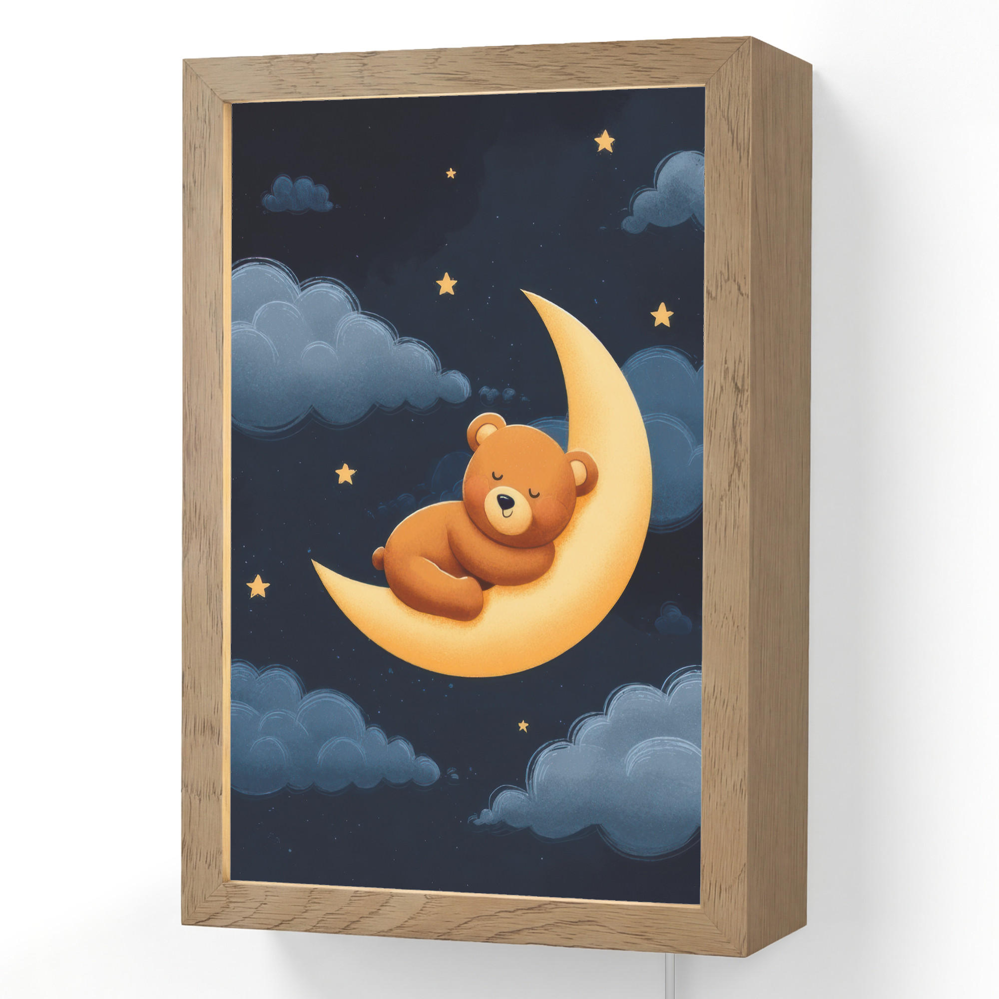 OnlyWow NÁSTĚNNÁ LAMPA Medvídek - Měsíc - Mraky - Hvězdy 20x30 cm