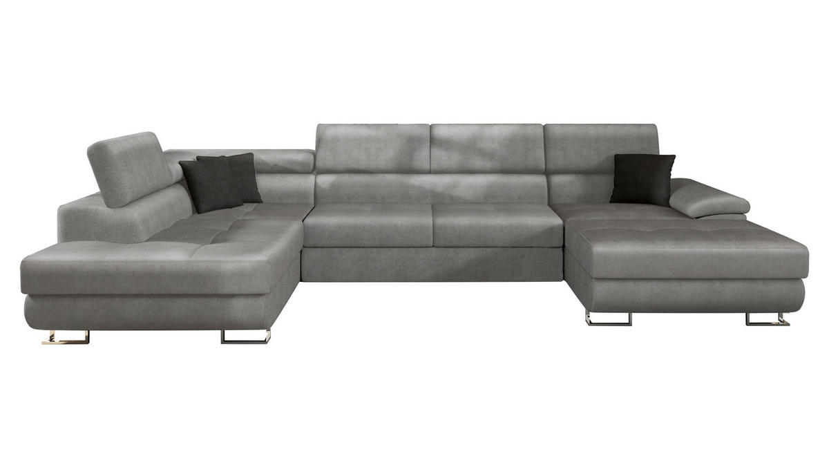 WOHNLANDSCHAFT Cotere Bis, Seite: Links - Chromfarben, Holz (345/91/202cm) - MIRJAN24