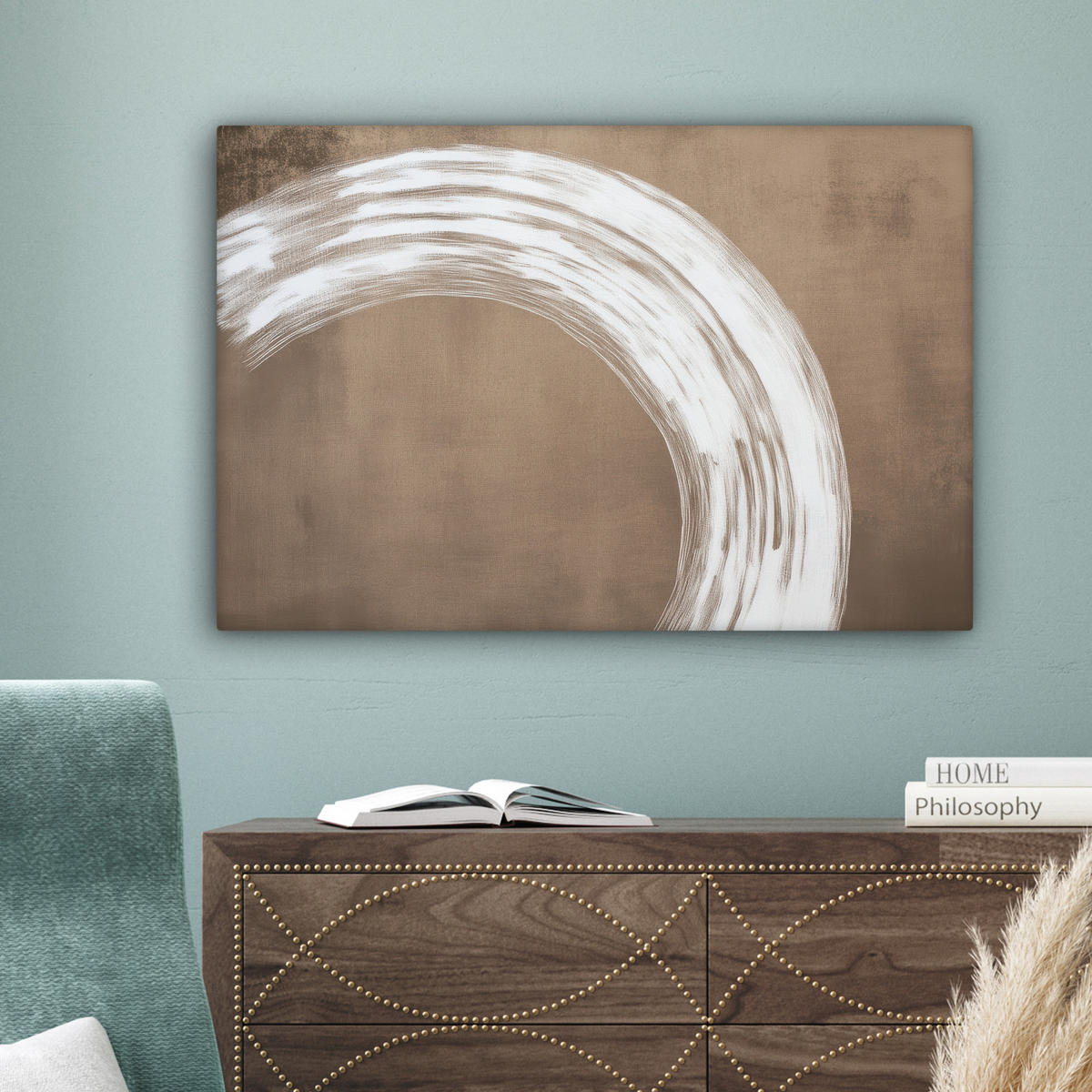 LEINWANDBILD Farbe - Braun - Japandi Gemälde 60x40 cm - Kupferfarben, Textil (60/40cm) - MuchoWow