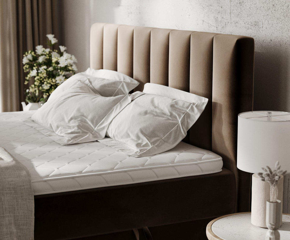 BOXBETT Bari 200/200 cm Braun im Paros Stoff - Braun, Holz/Holzwerkstoff (200/200cm) - AltaBeds