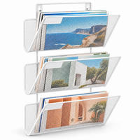 ZEITSCHRIFTENHALTER Weiß Metall Wandmontage 3 Ablagen A4 - Weiß, Metall (32.5/41/12cm) - Relaxdays
