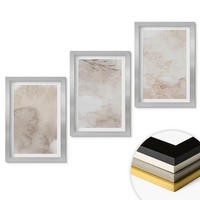 WANDBILDER 3er Set - 20x30 cm Silberner Rahmen - Verschüttete Boho-Aquarellfarben - Silberfarben, Kunststoff (20/30cm) - ArtPrintCave