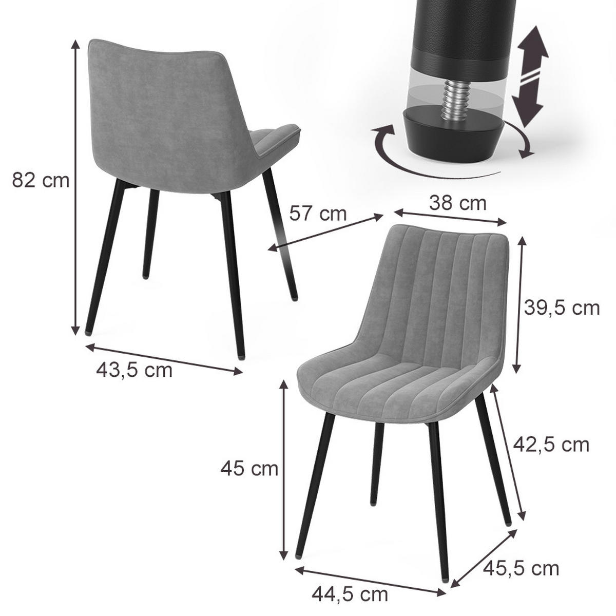 ESSZIMMERSTUHL Ravlo, Grau/Schwarz, 51 x 57 cm 4er Set - Schwarz/Grau, Textil (51/82/57cm) - Vicco