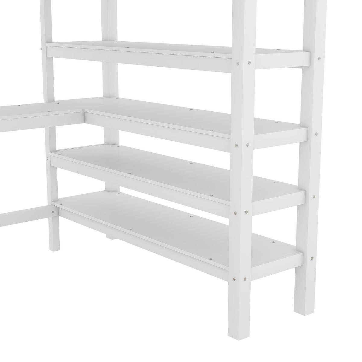 HOCHBETT 140/200 cm weiß mit Ablagefächern und Unterbettschreibtisch - Weiß, Holz (140/200cm) - OKWISH